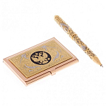 Набор из ручки шариковой металлической и карманной визитницы с гравировкой Герба России Metal Pens варинант исполнения - 1 | Loft Concept в Ростове-на-Дону