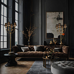 Торшер с металлическим основанием бронзового цвета с черными конусовидными абажурами Dignity варинант исполнения - 5 | Loft Concept в Ростове-на-Дону