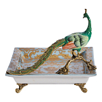 Блюдо квадратное с павлином на бронзовых ножках Eden Garden варинант исполнения - 3 | Loft Concept в Ростове-на-Дону