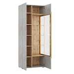 Шкаф-витрина с фасадом цвета серый бетон и стеклянными дверками Grace of Furniture варинант исполнения - 3 | Loft Concept в Ростове-на-Дону