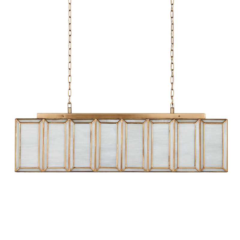 Люстра прямоугольная с каркасом золотого цвета Soft Glow Lamps Золотой Молочный в Ростове-на-Дону | Loft Concept 