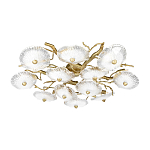 Потолочная люстра круглая ветвистыми бронзовыми элементами и стеклянными рифлеными дисками Textured Glass Chandelier варинант исполнения - 3 | Loft Concept в Ростове-на-Дону