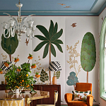 Обои с вышивкой ручной работы Mughal Trees Original colourway on linen варинант исполнения - 5 | Loft Concept в Ростове-на-Дону