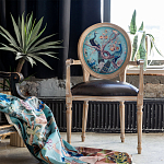 Полукресло из массива бука с сиденьем из экокожи и цветочным принтом на спинке Chinoiserie Garden Chair варинант исполнения - 5 | Loft Concept в Ростове-на-Дону