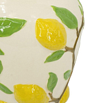 Ваза с крышкой кремового цвета и объемным рисунком лимонов и листьев Lemon Delight варинант исполнения - 3 | Loft Concept в Ростове-на-Дону