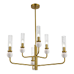 Люстра с 6-ю плафонами в форме стеклянных трубок и мраморных декоративных элементов Montreal варинант исполнения - 4 | Loft Concept в Ростове-на-Дону