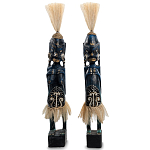 Комплект из 2-х деревянных статуэток Asmat Straw Headdress Statuettes Dark Blue варинант исполнения - 5 | Loft Concept в Ростове-на-Дону