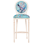 Барный стул из массива бука с изображением птиц и цветов Turquoise Beige Chinoiserie Garden Chair варинант исполнения - 1 | Loft Concept в Ростове-на-Дону