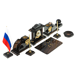 Настольный письменный набор с часами из природного камня обсидиана National Еmblem варинант исполнения - 2 | Loft Concept в Ростове-на-Дону