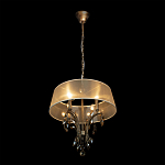 Люстра подвесная круглая с тканевым полупрозрачным абажуром и подвесками 4 лампы Gilded Elegance варинант исполнения - 3 | Loft Concept в Ростове-на-Дону