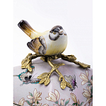 Шкатулка фиолетового цвета с рисунком бабочек и крышкой с фигуркой птицы на ветке Eden Garden варинант исполнения - 4 | Loft Concept в Ростове-на-Дону