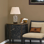 Настольная лампа с фарфоровым основанием нежно голубого цвета с золотистым цветочным рисунком и бежевым плиссированным абажуром Elstead Lighting варинант исполнения - 5 | Loft Concept в Ростове-на-Дону