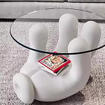 Дизайнерский журнальный стол с круглой прозрачной столешницей на белом фигурном основании Luqak варинант исполнения - 2 | Loft Concept в Ростове-на-Дону