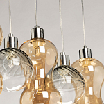 Люстра с 3-мя плафонами волнообразной формы цвета янтарь и 2-мя прозрачными шарообразными плафонами Lucid Rain  варинант исполнения - 8 | Loft Concept в Ростове-на-Дону