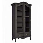 Шкаф книжный черный из массива бука со стеклянными дверцами и 5-ю полками Black Provence варинант исполнения - 1 | Loft Concept в Ростове-на-Дону