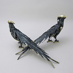 Статуэтка бронзовая пара Фазаны синие Bronze Birds варинант исполнения - 3 | Loft Concept в Ростове-на-Дону