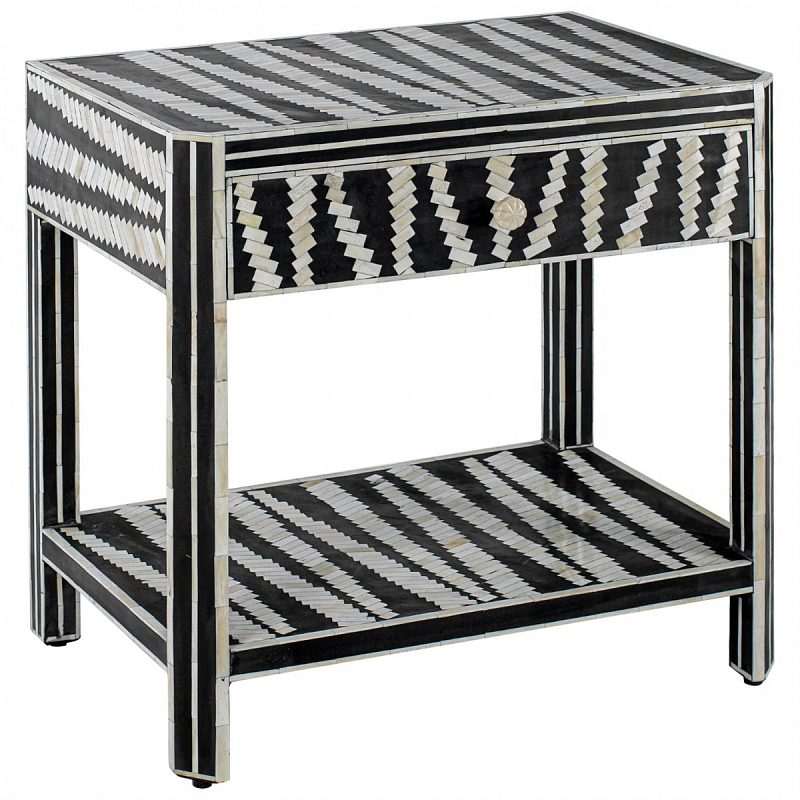  Black&white Indian Bone Inlay nightstand -  -- | Loft Concept 