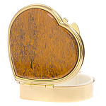Таблетница карманная в форме сердца с 3-мя отделениями с зеркалом и накладкой из натурального камня Яшма Змеиная Gold Stone Pillboxes варинант исполнения - 2 | Loft Concept в Ростове-на-Дону