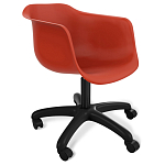 Стул пластиковый красного цвета на колесиках с подъемно-поворотным механизмом Eames Red варинант исполнения - 1 | Loft Concept в Ростове-на-Дону