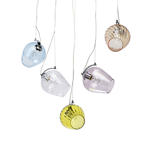 Люстра линейная с 5-ю разноцветными стеклянными плафонами Kaleido