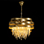 Люстра цвета матового золота с металлическими лентами и длинными прозрачными подвесками Gilded Waves варинант исполнения - 3 | Loft Concept в Ростове-на-Дону