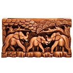 Панно из дерева слоны Panel With Animals варинант исполнения - 1 | Loft Concept в Ростове-на-Дону