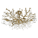 Потолочная люстра в виде ветвей деревьев золотого цвета с прозрачными подвесками-каплями Droplet Chandelier варинант исполнения - 3 | Loft Concept в Ростове-на-Дону