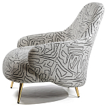 Кресло мягкое с принтом на золотистых ножках Onlooker варинант исполнения - 1 | Loft Concept в Ростове-на-Дону
