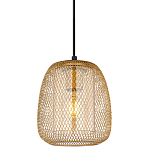 Подвесной светильник со стеклянным плафоном цилиндрической формы и металлической сеткой Metal Mesh Gold варинант исполнения - 1 | Loft Concept в Ростове-на-Дону