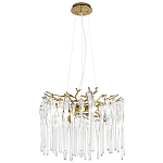 Люстра подвесная круглая в виде ветвей деревьев бронзового цвета с прозрачными подвесками-каплями Droplet Chandelier варинант исполнения - 3 | Loft Concept в Ростове-на-Дону