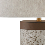 Настольная лампа с тканевым абажуром и основанием из кожи Leather Column варинант исполнения - 1 | Loft Concept в Ростове-на-Дону