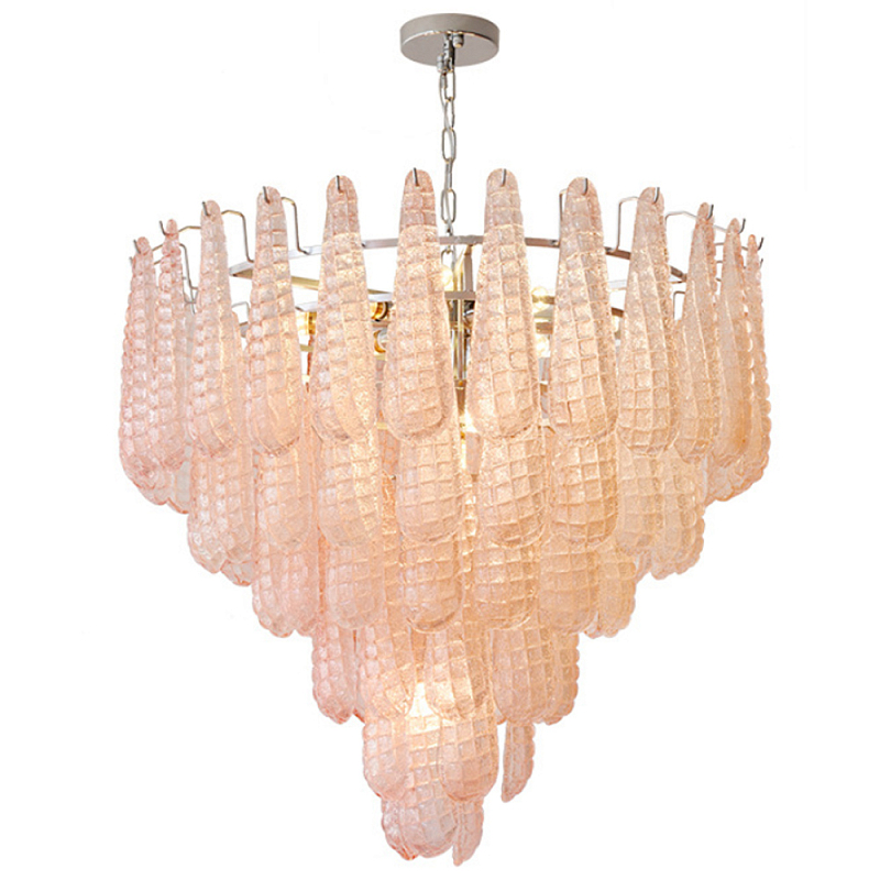 Современная Люстра Textured Glass Drops Chandelier Нежно розовые капли Розовый пастельный Золотой Современная Люстра Textured Glass Drops Chandelier Нежно розовые капли Розовый пастельный Золотой в Ростове-на-Дону | Loft Concept