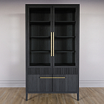 Витрина Primo со стеклянными фасадами и буфетом шпон Черный дуб варинант исполнения - 2 | Loft Concept в Ростове-на-Дону