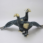 Статуэтка бронзовая пара Павлины синие Bronze Birds варинант исполнения - 1 | Loft Concept в Ростове-на-Дону