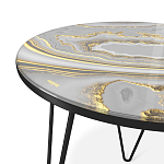 Стол журнальный c круглой столешницей из стекла серого цвета Gray and Gold Marble варинант исполнения - 3 | Loft Concept в Ростове-на-Дону