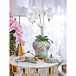 Блюдо из голубого фарфора с бронзовой ручкой в виде ветки Blue Garden варинант исполнения - 4 | Loft Concept в Ростове-на-Дону