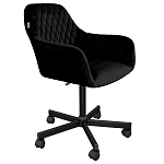 Стул с мягкой черной обивкой из велюра и подъемно-поворотным механизмом на колесиках Harper Black варинант исполнения - 1 | Loft Concept в Ростове-на-Дону