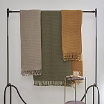 Плед из шерсти зеленого цвета с бахромой Waffle Comfort варинант исполнения - 4 | Loft Concept в Ростове-на-Дону