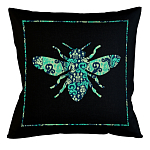 Подушка декоративная пчела с бирюзовым узором Ikat Pattern варинант исполнения - 1 | Loft Concept в Ростове-на-Дону