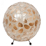 Настольная лампа из перламутра на металлическом каркасе Indonesian Circle варинант исполнения - 1 | Loft Concept в Ростове-на-Дону