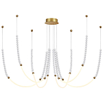 Люстра подвесная с 6-ю изогнутыми плафонами и белыми декоративными шариками PEARLS Suspension варинант исполнения - 4 | Loft Concept в Ростове-на-Дону