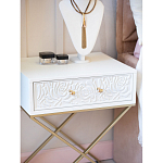 Приставной столик с выдвижным ящиком  White Table Carved Pattern варинант исполнения - 7 | Loft Concept в Ростове-на-Дону