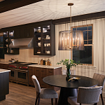 Люстра цвета латунь с 6-ю лампами свечами внутри цилиндрического абажура из черных металлических реек Kichler варинант исполнения - 7 | Loft Concept в Ростове-на-Дону