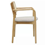 Стул обеденный с мягким сиденьем и спинкой из плетеного ротанга Wood and Textile Chair варинант исполнения - 2 | Loft Concept в Ростове-на-Дону