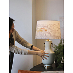 Настольная лампа с принтом на белом тканевом абажуре Roof Garden Lamp варинант исполнения - 5 | Loft Concept в Ростове-на-Дону