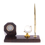 Настольный письменный набор с глобусом и ручкой из натурального обсидиана World Globe варинант исполнения - 1 | Loft Concept в Ростове-на-Дону