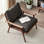 Кресло c каркасом из массива дерева и мягкой кожаной обивкой Walnut Armchair варинант исполнения - 2 | Loft Concept в Ростове-на-Дону