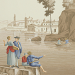 Обои ручная роспись Views of Italy Azure on Sepia варинант исполнения - 2 | Loft Concept в Ростове-на-Дону