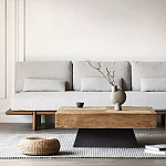 Дизайнерский журнальный стол квадратный с черным трапециевидным основанием Wokab варинант исполнения - 1 | Loft Concept в Ростове-на-Дону