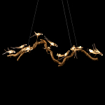 Люстра подвесная линейная с прозрачными стеклянными птичками на ветвях Serip Voa варинант исполнения - 7 | Loft Concept в Ростове-на-Дону